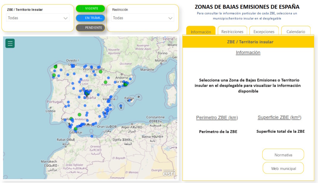 Mapa De Zonas De Bajas Emisiones De España