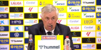 Ancelotti en la rueda de prensa posterior al partido contra Las Palmas