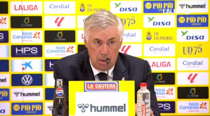 Ancelotti en la rueda de prensa posterior al partido contra Las Palmas