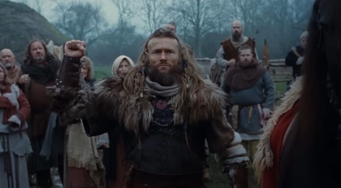 Captura de una película sobre unos vikingos daneses antes de lanzarse sobre Inglaterra