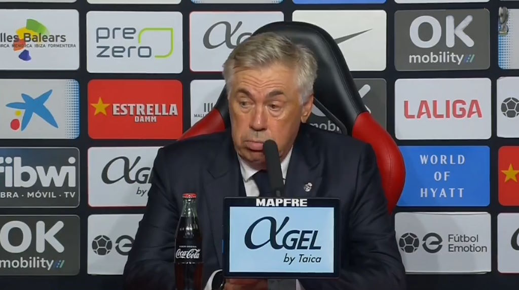 Carlo Ancelotti en la rueda de prensa posterior al empate contra el Mallorca