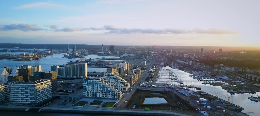 Vista de los docklands de Aarhus