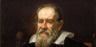 Fragmento del retrato de Galileo Galilei por Justus Sustermans