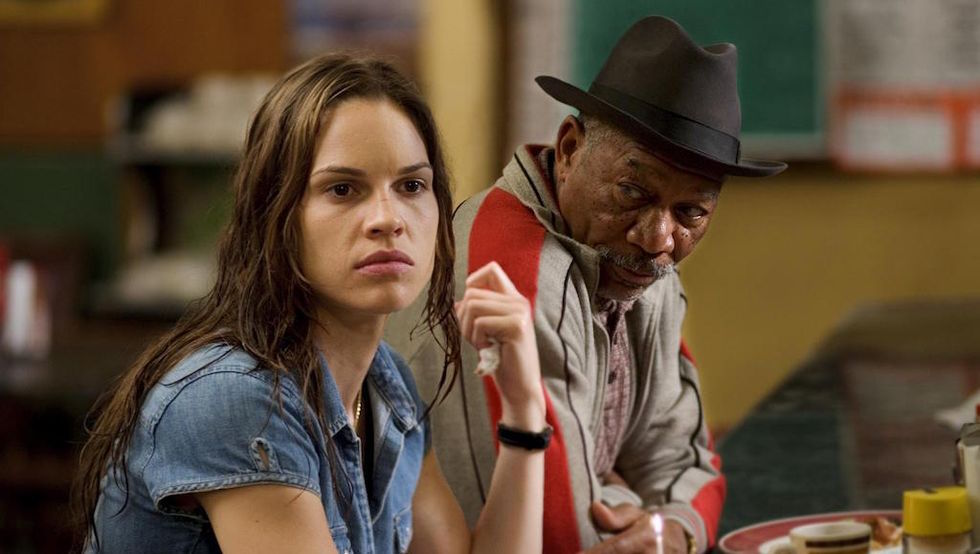 Hillary Swank y Morgan Freeman en Million Dollar Baby