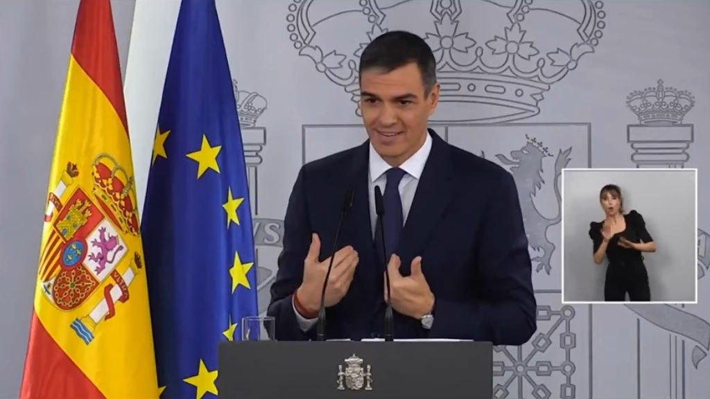 Pedro Sánchez soltando otra sarta de sandeces como es habitual