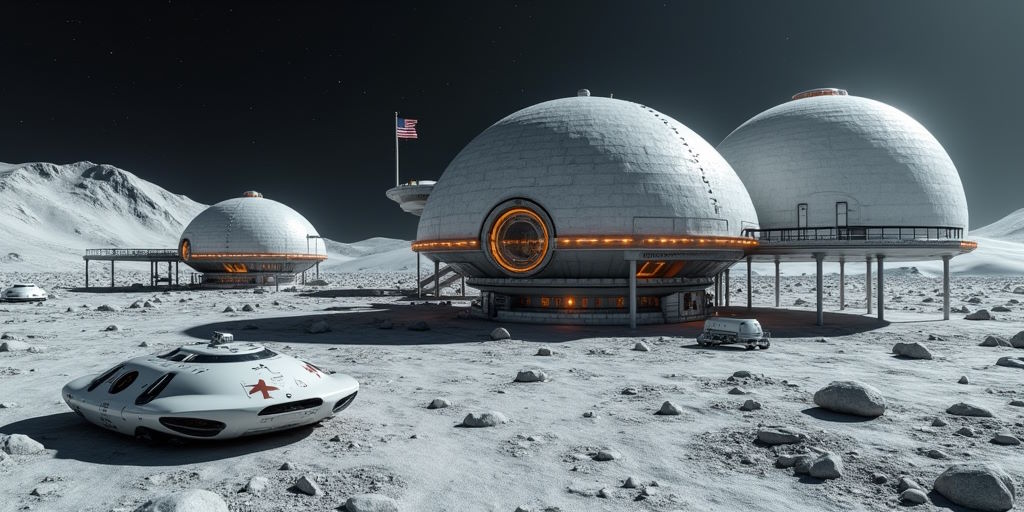 Recreación de una base lunar con vehículos autónomos controlados por inteligencia artificial