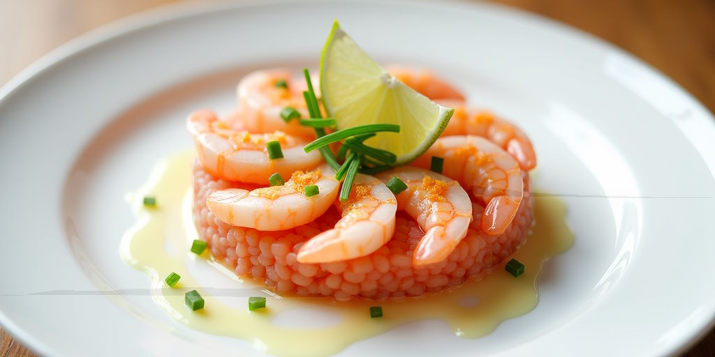 Tartar de langostinos con lima y cebollino