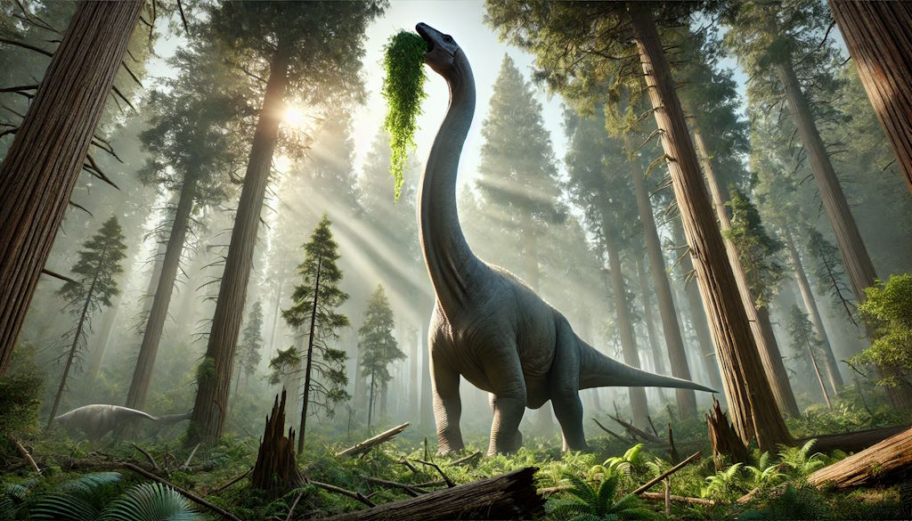 Recreación de un Brachiosaurus alimentándose de las copas de los árboles